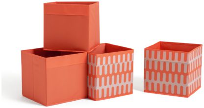 6a20564ce7267e57cbe6285d88d76befe2627c058122d9131e67e09f5fe8f7a6.jpg An Image of Habitat Studio Set of 4 Square Boxes - Orange