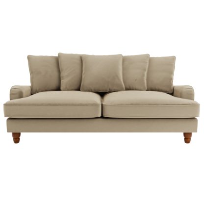 An Image of Beatrice Velvet Scatter Back 3 Seater Sofa Bottle (Green)