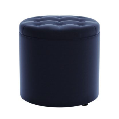 An Image of Oswald Velvet Round Storage Footstool Bottle (Green)