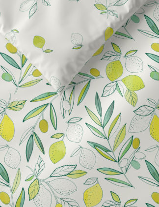 An Image of M&S Pure Cotton Lemon Bedding Set