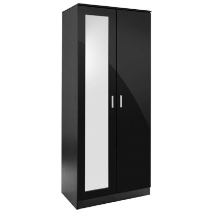 An Image of Ottawa 2 Door Mirrored Wardrobe Black
