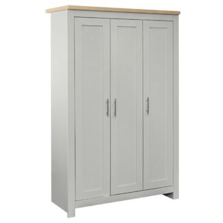 An Image of Highgate Grey and Oak Wooden 3 Door Wardrobe