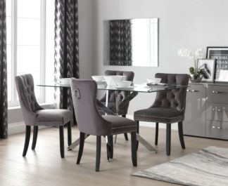 An Image of Argos Home Blake Dining Table & 4 Princess Chairs - Charcoal