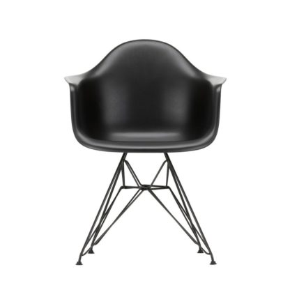 An Image of Vitra Eames DAR Armchair New Height Mustard Basic Dark Powder Base