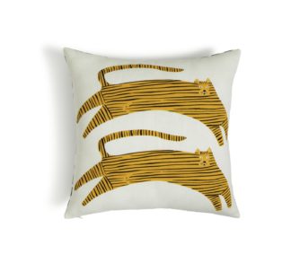 An Image of Habitat Tiger Print Reversible Patterned Cushion - Yellow