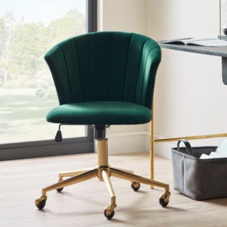 An Image of Kendall Velvet Office Chair Bottle (Green)