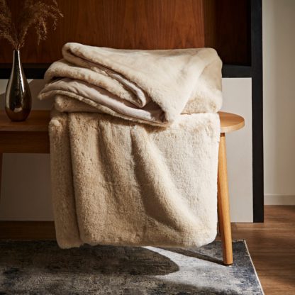 An Image of Silk Soft Faux Fur 200x200cm Throw Chateau Grey