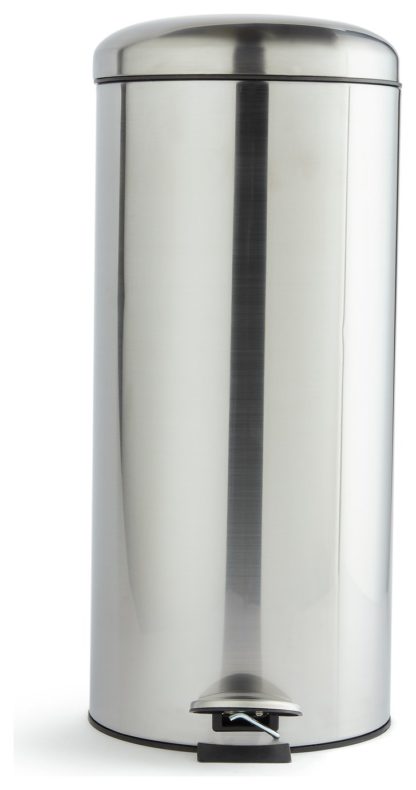 An Image of Habitat 30 Litre Domed Pedal Bin - silver