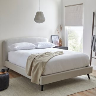 An Image of Modern Curved Upholstered Bed Frame Light Grey