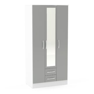 An Image of Lynx Mirrored 3 Door Mirrored Wardrobe Grey