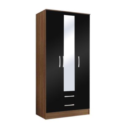 An Image of Lynx Mirrored 3 Door Mirrored Wardrobe Grey