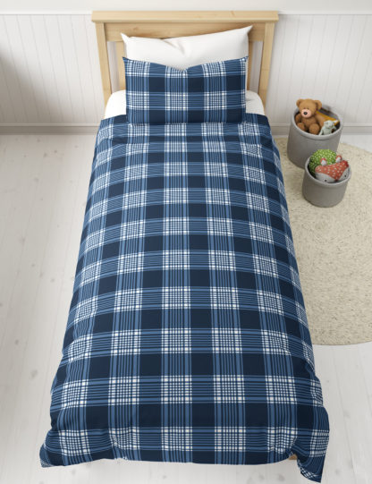 An Image of M&S Cotton Mix Checked Bedding Set