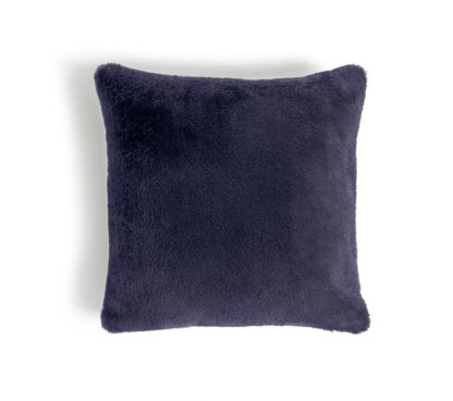 An Image of Habitat Plain Faux Fur Cushion - Navy - 43x43cm