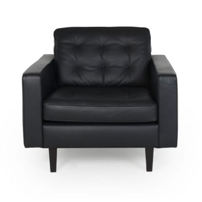 7a0b1da63f0e81fc4fb20e2de476dda4427be9c2c8c30f9f5cba05b452be6475-1.jpg An Image of Heal's Hepburn Armchair Leather Grain Chocolate 068 Natural Feet