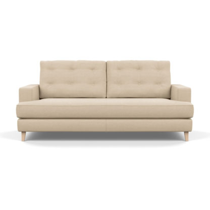 An Image of Heal's Mistral 3 Seater Sofa Brushed Cotton Cobalt Black Feet