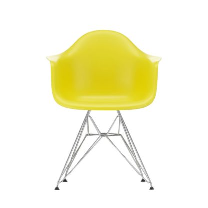 An Image of Vitra Eames DAR Armchair New Height Mustard Basic Dark Powder Base