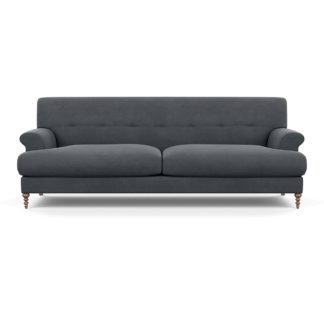 An Image of SCP Oscar 3 Seater Formal Sofa Linen Dark Grey Walnut Feet