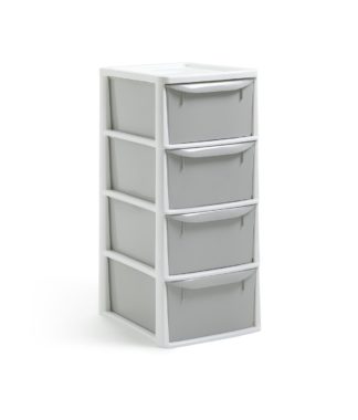 An Image of Argos Home 4 Drawer Tower - Light Grey