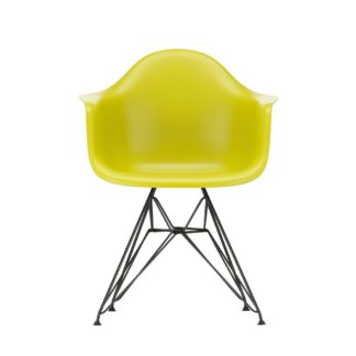 An Image of Vitra Eames DAR Armchair New Height Mustard Basic Dark Powder Base