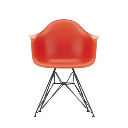 An Image of Vitra Eames DAR Armchair New Height Mustard Basic Dark Powder Base