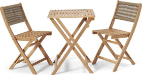 An Image of Elma Folding Bistro Set, Acacia Wood & Taupe