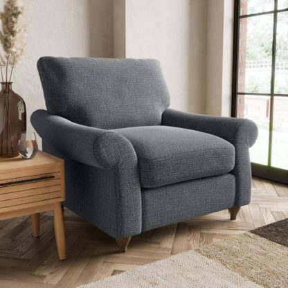 An Image of Salisbury Slub Cotton Armchair Slub Cotton Black