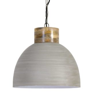 An Image of Dome Pendant, Grey and Wood