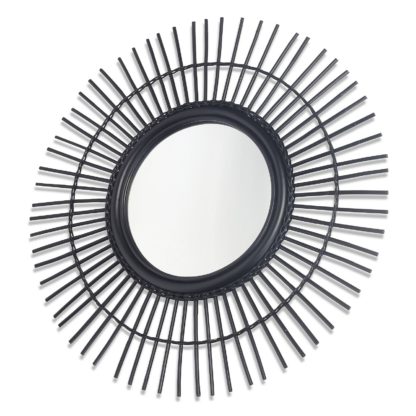 An Image of Natural Vintage Round Rattan Wall Mirror