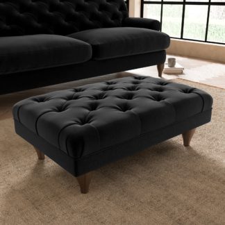 An Image of Warwick Luxury Velvet Footstool Luxury Velvet Black