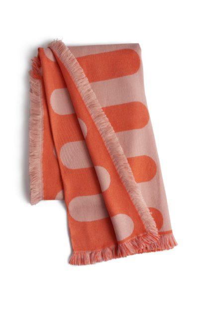 An Image of Habitat Abstract Wave Pattern Throw - Orange