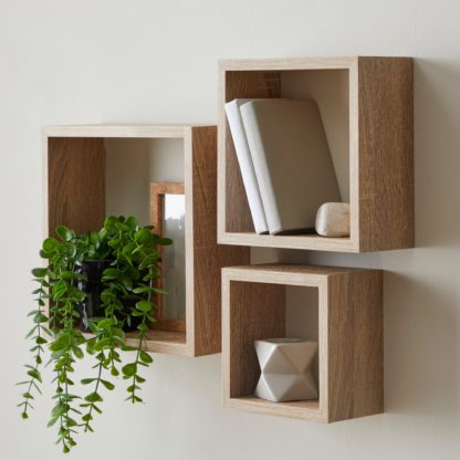 An Image of Set of 3 Cube Shelves White