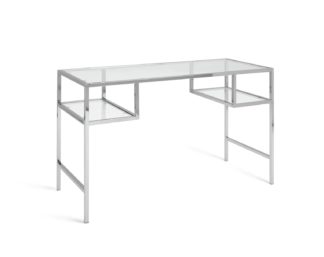 An Image of Habitat Tallie Metal and Glass Desk - Silver