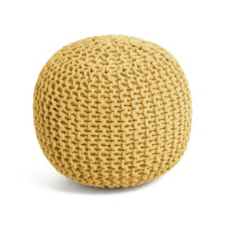 An Image of Argos Home Dottie Cotton Knitted Pod Footstool - Yellow