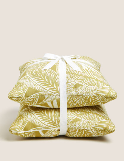An Image of M&S Set of 2 Palm Print Outdoor Cushions