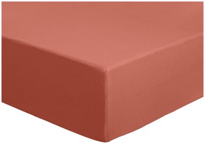 An Image of Habitat CM Polycotton Rust Fitted Sheet - Double
