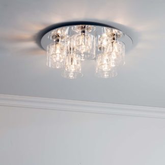 An Image of Vogue Armoury 5 Light Flush Ceiling Fitting Chrome