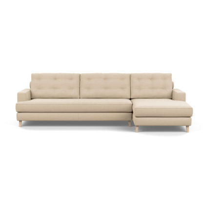 An Image of Heal's Mistral Right Hand Facing Corner Sofa Brushed Cotton Cobalt Black Feet