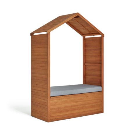 An Image of Habitat Samoa Garden Bench with Roof - Light Wood