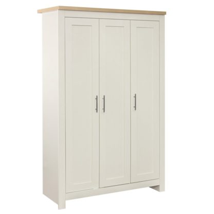 An Image of Highgate Cream and Oak 3 Wooden Door Wardrobe