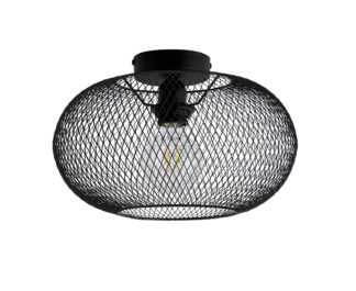 An Image of Habitat Tumba Mesh Flush to Ceiling Light - Black