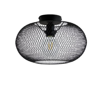 An Image of Habitat Tumba Mesh Flush to Ceiling Light - Black