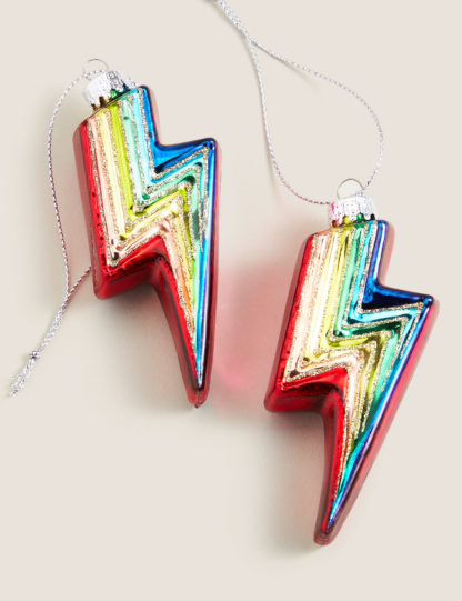 An Image of M&S 2 Pack Rainbow Lightning Bolt Decorations