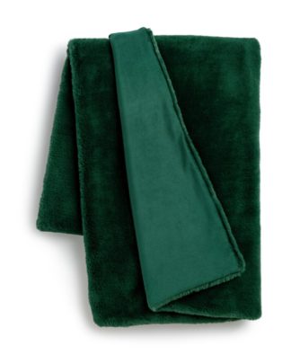 An Image of Habitat Faux Fur Plain Throw - Emerald Green