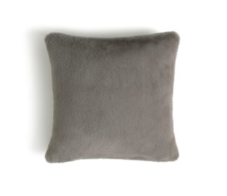 An Image of Habitat Plain Faux Fur Cushion - Grey - 43x43cm
