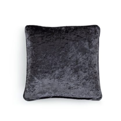 An Image of Habitat Crushed Velvet Plain Cushion - Charcoal - 43x43cm