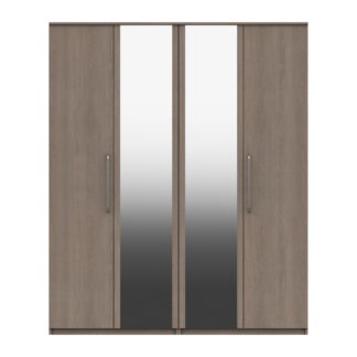 An Image of Parker 4 Door Mirrored Wardrobe Brown