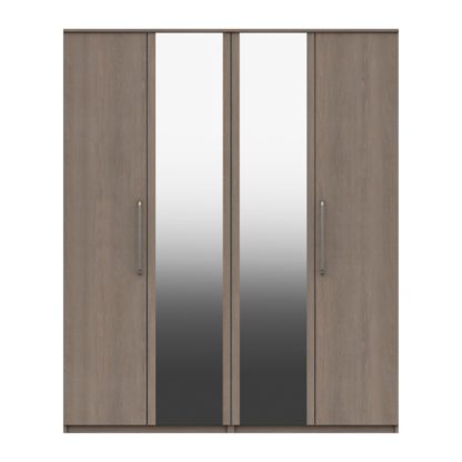 An Image of Parker 4 Door Mirrored Wardrobe Brown