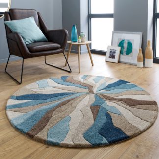 An Image of Infinite Splinter Circle Rug Blue and Brown