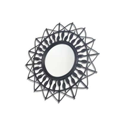 An Image of Natural Boho Round Rattan Wall Mirror