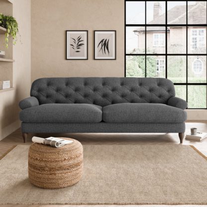 An Image of Canterbury Slub Cotton 4 Seater Sofa Slub Cotton Black